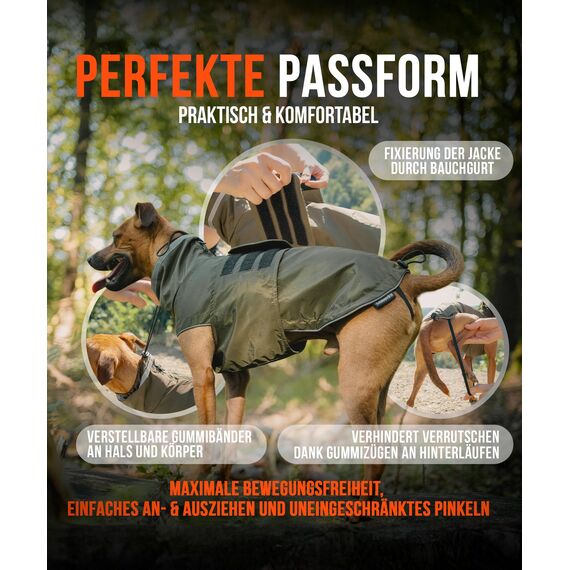 ZAUBERPFOTE® Hunderegenmantel London I Mit extra langem YKK® Reißverschluss für Halsband & Geschirr I Für kleine, mittlere & große Hunde I Wasserdicht & Maschinenwaschbar I Regenmantel für Hunde (55)