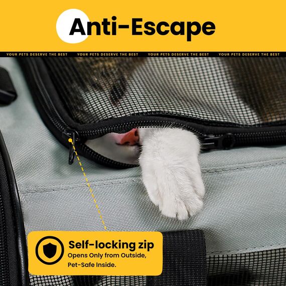 Conlun Katzentransportbox,Weiche Katzentransporttasche mit 4-seitigem Netz, Flugzeugtaugliche Katzentasche für Kleine&Mittelgroße Katze Kätzchen Welpen bis 6 Kg, Hundetransportbox Faltbar-M, Grau