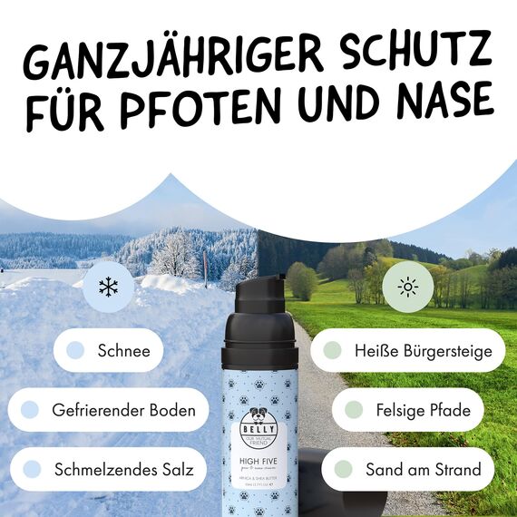 Belly® Pfotenbalsam Hund -50ml- Pfotenpflege für Hunde im Winter - Pfotenbalsam für Hunde bei Schnee, EIS & Streusalz - Hundepfoten Balsam - Pfotenpflege Hund