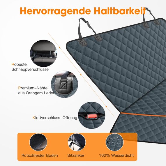 JOEJOY Hundedecke Auto Rückbank, Hundeschutz Auto Rückbank Kratzfeste und Wasserabweisende, Autoschondecke Hund Rücksitz, Rücksitzschoner Hund, 137 x 120 cm Grau