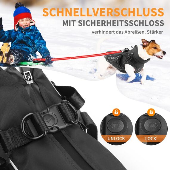PcEoTllar Wasserdichter Hundemantel für kleine Hunde, warme reflektierende Jacke mit Geschirr für den Winter, Ski-Kostüm, Baumwolle, Hundepullover