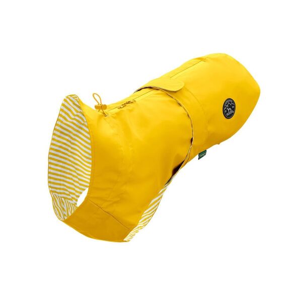 Hunter Hunde-Regenmantel Milford, Farbe: gelb, ergonomische Passform für optimalen Schutz, individuell verstellbar, Reißverschluss für Geschirrträger, pflegeleicht & waschbar bei 30 °C, Größe: 80