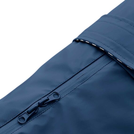 Hunter Hunde-Regenmantel Milford, Farbe: blau, ergonomische Passform für optimalen Schutz, individuell verstellbar, Reißverschluss für Geschirrträger, pflegeleicht & waschbar bei 30 °C, Größe: 50