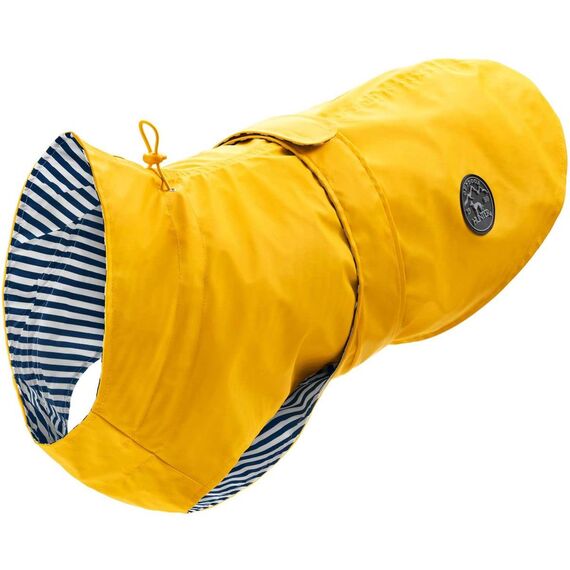 Hunter Hunde-Regenmantel Milford, Farbe: gelb, ergonomische Passform für optimalen Schutz, individuell verstellbar, Reißverschluss für Geschirrträger, pflegeleicht & waschbar bei 30 °C, Größe: 55