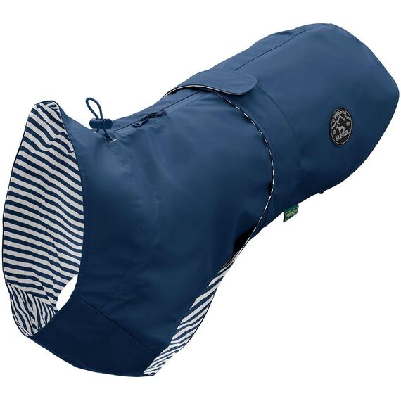 Hunter Hunde-Regenmantel Milford, Farbe: blau, ergonomische Passform für optimalen Schutz, individuell verstellbar, Reißverschluss für Geschirrträger, pflegeleicht & waschbar bei 30 °C, Größe: 65