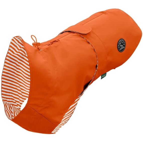 Hunter Hunde-Regenmantel Milford, Farbe: orange, ergonomische Passform für optimalen Schutz, individuell verstellbar, Reißverschluss für Geschirrträger, pflegeleicht & waschbar bei 30 °C, Größe: 35