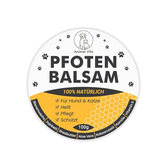 Animal Vita® Pfotenbalsam 100ml für Hunde und Katzen [mit Bienenwachs] 100% natürliche Inhaltsstoffe - Pflegt rissige und spröde Pfoten - Natürliche Pfotenpflege - Nasenbalsam ohne Parfüm