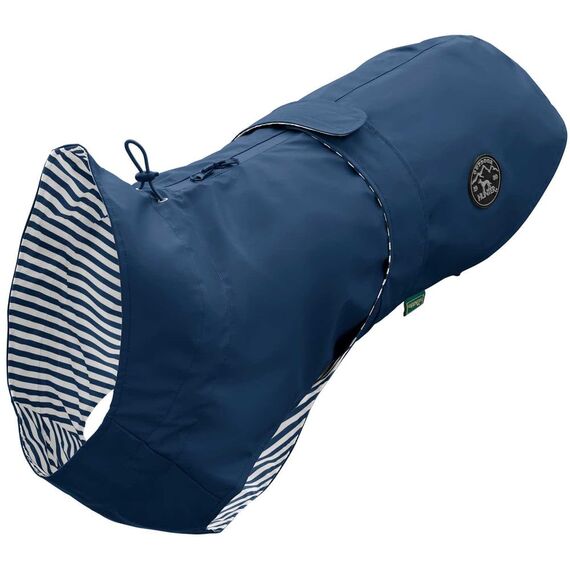 Hunter Hunde-Regenmantel Milford, Farbe: blau, ergonomische Passform für optimalen Schutz, individuell verstellbar, Reißverschluss für Geschirrträger, pflegeleicht & waschbar bei 30 °C, Größe: 45