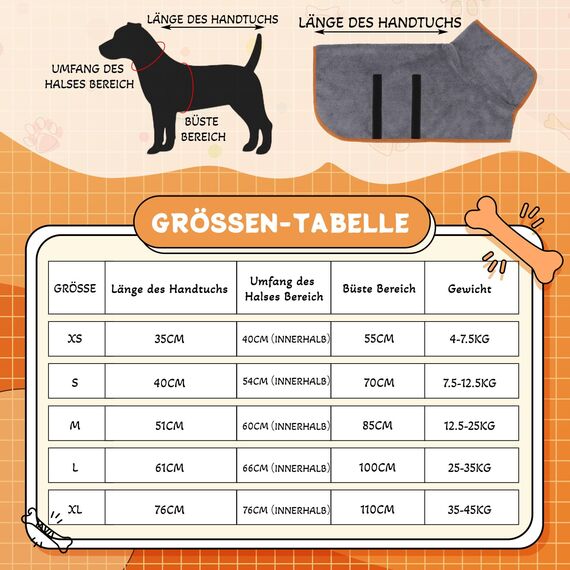 Jostift Hundebademantel, Mikrofaser Hunde Bademantel Badetuch, Extra Saugfähig, Schnell Trocknender Hundebademantel, Hundehandtuch mit Verstellbaren Trägern für Große Mittel und Kleine Hunde(Grau, M)