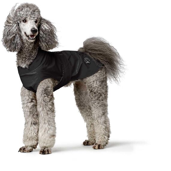 Hunter Hunde-Regenmantel Milford, Farbe: schwarz, ergonomische Passform für optimalen Schutz, individuell verstellbar, Reißverschluss für Geschirrträger, pflegeleicht & waschbar bei 30 °C, Größe: 40