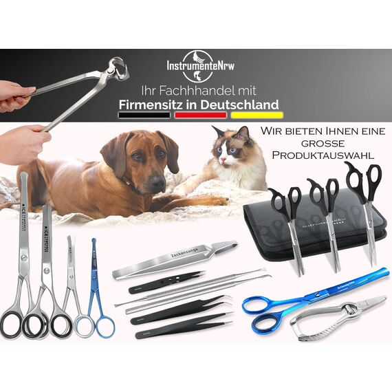 Zupfzange für Hundeohren Haarzange Hunde Haarzupfzange Tierhaar-Entferner Edelstahl Rostfrei mit Innenzahnung ohne Sperre in Profi-Qualität (14 cm)