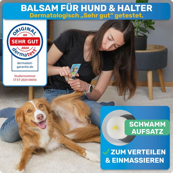BluePet Pfotenbalsam Hund 50ml – Pfotenpflege Hund gegen trockene & rissige Pfoten und Nase – Natürlicher Schutz & Pflegebalsam für Hunde