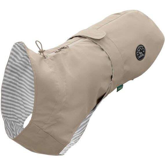 Hunter Hunde-Regenmantel Milford, Farbe: Taupe, ergonomische Passform für optimalen Schutz, individuell verstellbar, Reißverschluss für Geschirrträger, pflegeleicht & waschbar bei 30 °C, Größe: 75