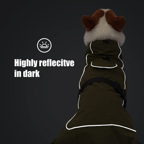 HEYWEAN Hundejacke Wasserdichter Hundemantel Reflektierende Jacke für kaltes Wetter mit weichem Fleecefutter Warmer Mantel für Hund Indoor & Outdoor Camping Wandern