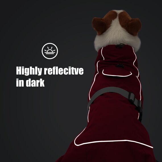 HEYWEAN Hundejacke Wasserdichter Hundemantel Reflektierende Jacke für kaltes Wetter mit weichem Fleecefutter Warmer Mantel für Hund Indoor & Outdoor Camping Wandern