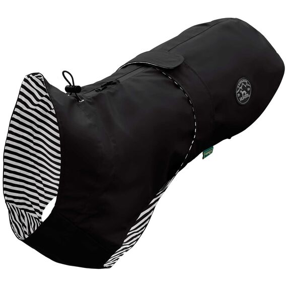Hunter Hunde-Regenmantel Milford, Farbe: schwarz, ergonomische Passform für optimalen Schutz, individuell verstellbar, Reißverschluss für Geschirrträger, pflegeleicht & waschbar bei 30 °C, Größe: 55