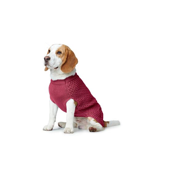 HUNTER Hundepullover MALMÖ, Farbe: bordeaux, klassisches Zopfstrick-Muster, wärmend & bequem, elastisch für optimalen Sitz, reflektierend für mehr Sichtbarkeit, waschbar bei 30°C, Größe: 35