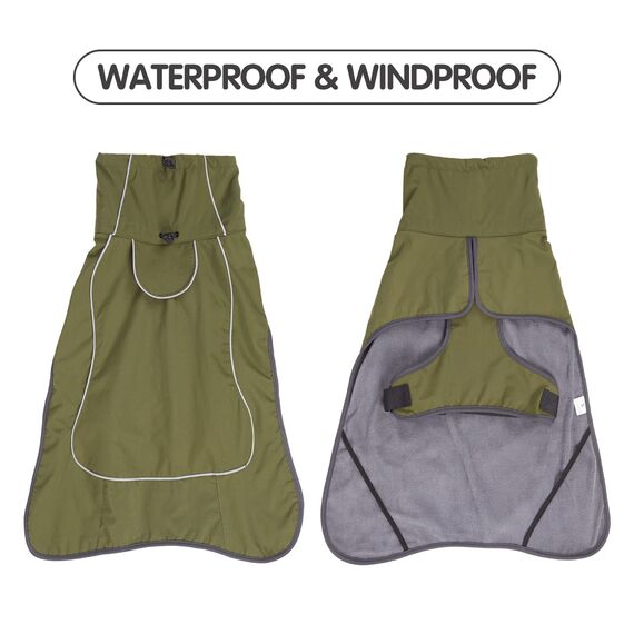 HEYWEAN Hundejacke Wasserdichter Hundemantel Reflektierende Jacke für kaltes Wetter mit weichem Fleecefutter Warmer Mantel für Hund Indoor & Outdoor Camping Wandern
