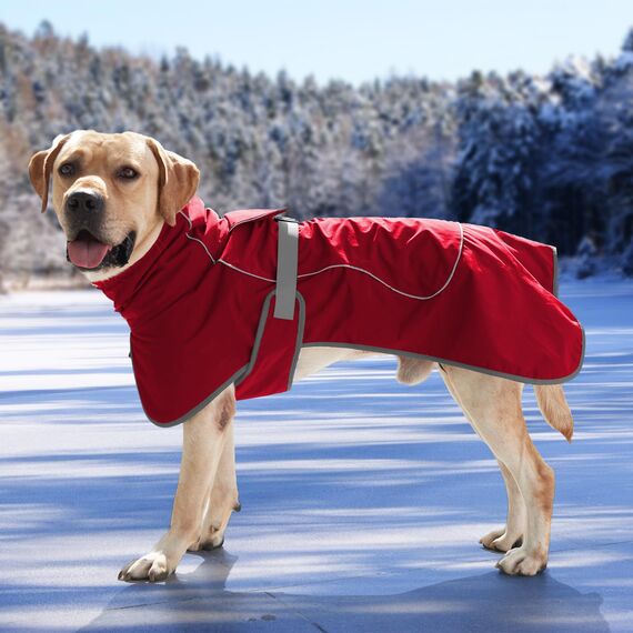 HEYWEAN Hundejacke Wasserdichter Hundemantel Reflektierende Jacke für kaltes Wetter mit weichem Fleecefutter Warmer Mantel für Hund Indoor & Outdoor Camping Wandern