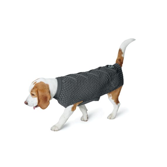 HUNTER Hundepullover MALMÖ, Farbe: anthrazit, klassisches Zopfstrick-Muster, wärmend & bequem, elastisch für optimalen Sitz, reflektierend für mehr Sichtbarkeit, waschbar bei 30°C, Größe: 35