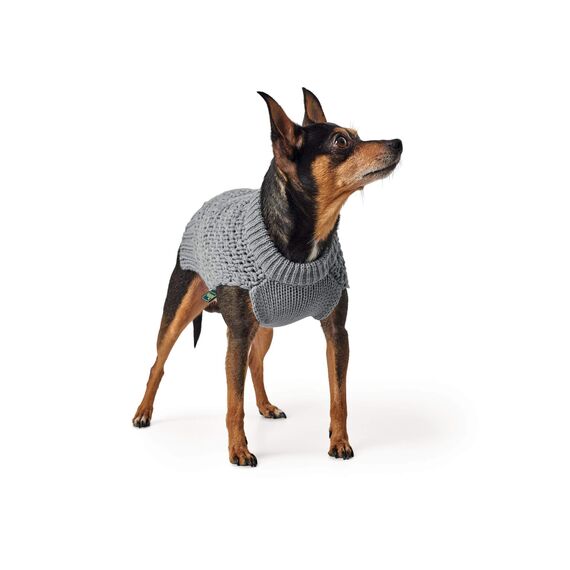 HUNTER Hundepullover MALMÖ, Farbe: grau, klassisches Zopfstrick-Muster, wärmend & bequem, elastisch für optimalen Sitz, reflektierend für mehr Sichtbarkeit, waschbar bei 30°C, Größe: 30