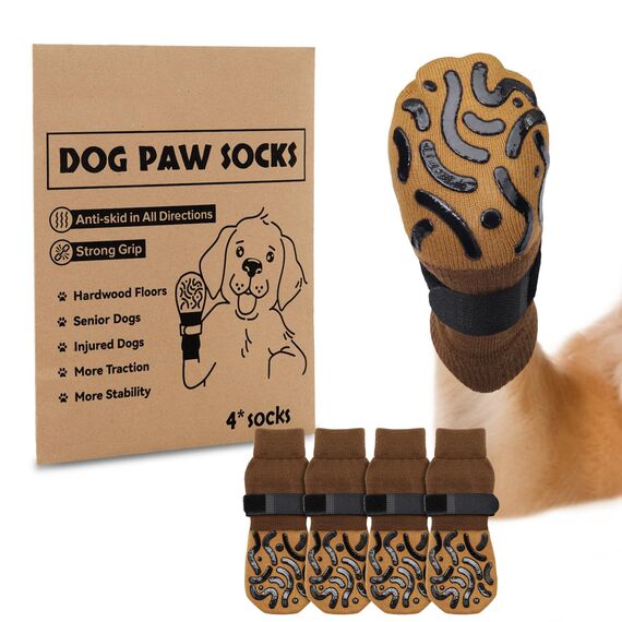 PICK FOR LIFE 2 Paar Anti-Rutsch-Hundesocken, Weiche Socken für den Pfotenschutz von Hunden mit verstellbarem Klettverschluss für den Innen