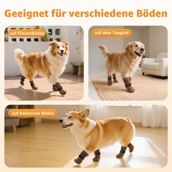 PICK FOR LIFE 2 Paar Anti-Rutsch-Hundesocken, Weiche Socken für den Pfotenschutz von Hunden mit verstellbarem Klettverschluss für den Innen