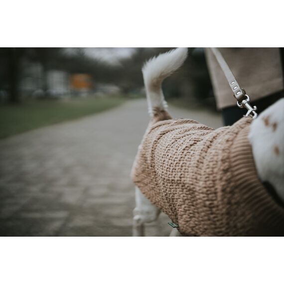 HUNTER Hundepullover MALMÖ, Farbe: beige, klassisches Zopfstrick-Muster, wärmend & bequem, elastisch für optimalen Sitz, reflektierend für mehr Sichtbarkeit, waschbar bei 30°C, Größe: 40