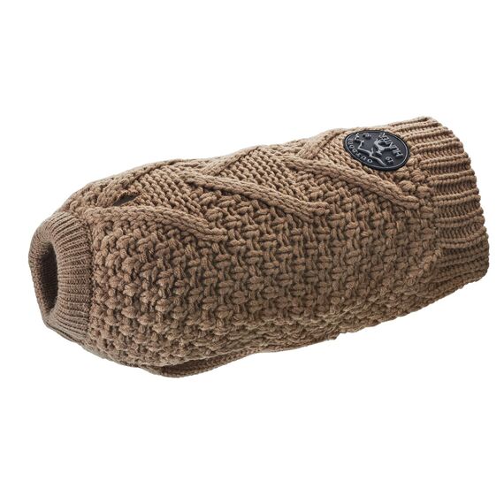 HUNTER Hundepullover MALMÖ, Farbe: beige, klassisches Zopfstrick-Muster, wärmend & bequem, elastisch für optimalen Sitz, reflektierend für mehr Sichtbarkeit, waschbar bei 30°C, Größe: 30