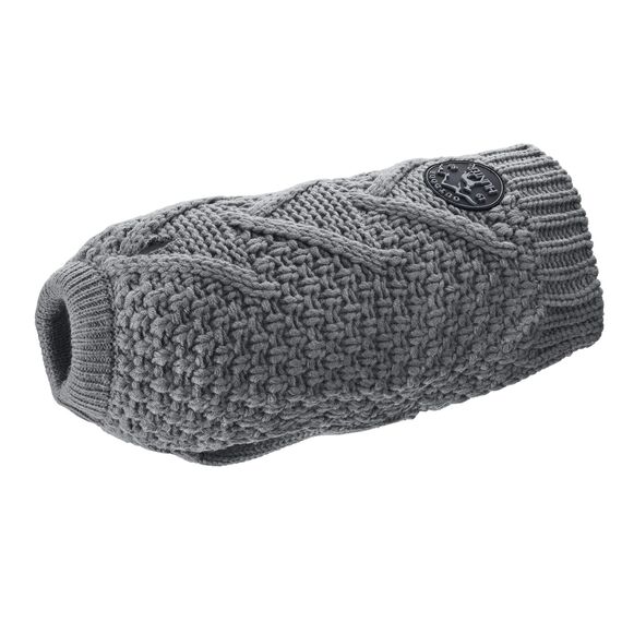 HUNTER Hundepullover MALMÖ, Farbe: grau, klassisches Zopfstrick-Muster, wärmend & bequem, elastisch für optimalen Sitz, reflektierend für mehr Sichtbarkeit, waschbar bei 30°C, Größe: 50