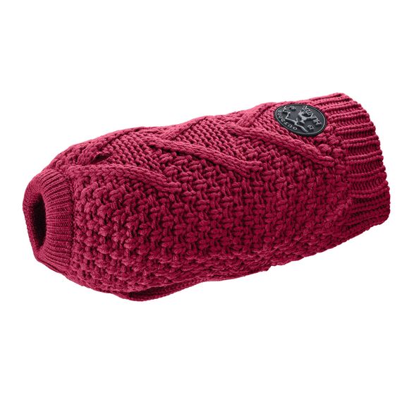 HUNTER Hundepullover MALMÖ, Farbe: bordeaux, klassisches Zopfstrick-Muster, wärmend & bequem, elastisch für optimalen Sitz, reflektierend für mehr Sichtbarkeit, waschbar bei 30°C, Größe: 50