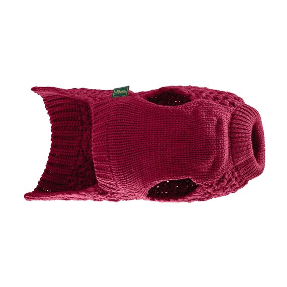 HUNTER Hundepullover MALMÖ, Farbe: bordeaux, klassisches Zopfstrick-Muster, wärmend & bequem, elastisch für optimalen Sitz, reflektierend für mehr Sichtbarkeit, waschbar bei 30°C, Größe: 30