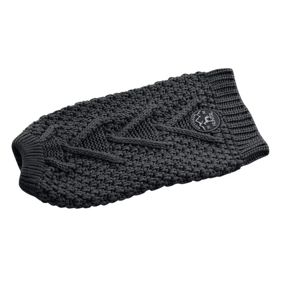 HUNTER Hundepullover MALMÖ, Farbe: anthrazit, klassisches Zopfstrick-Muster, wärmend & bequem, elastisch für optimalen Sitz, reflektierend für mehr Sichtbarkeit, waschbar bei 30°C, Größe: 35