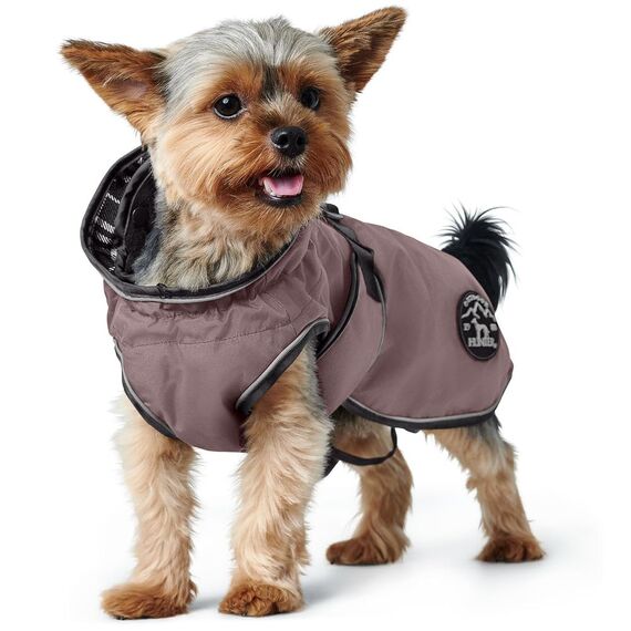 Hunter Hundemantel Uppsala, Farbe: Altrosa, 2in1 Design mit herausknüpfbarem Innenfutter, wasserabweisend, reflektierende Paspeln, geschlossene Bauchseite, optimaler Sitz, Größe: 25