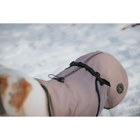 Hunter Hundemantel Uppsala, Farbe: Altrosa, 2in1 Design mit herausknüpfbarem Innenfutter, wasserabweisend, reflektierende Paspeln, geschlossene Bauchseite, optimaler Sitz, Größe: 75
