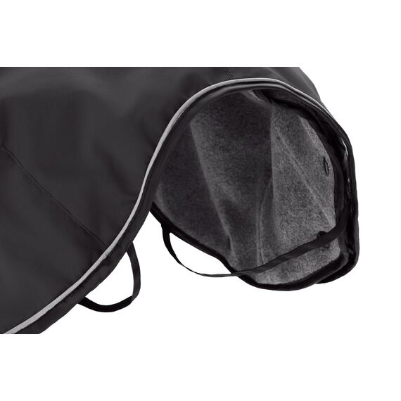 Hunter Hundemantel Uppsala, Farbe: schwarz, 2in1 Design mit herausknüpfbarem Innenfutter, wasserabweisend, reflektierende Paspeln, geschlossene Bauchseite, optimaler Sitz, Größe: 27,5