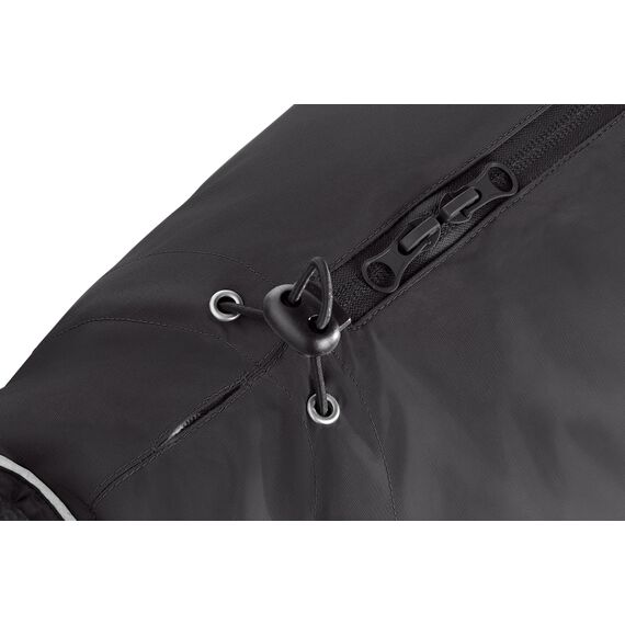 Hunter Hundemantel Uppsala, Farbe: schwarz, 2in1 Design mit herausknüpfbarem Innenfutter, wasserabweisend, reflektierende Paspeln, geschlossene Bauchseite, optimaler Sitz, Größe: 47,5