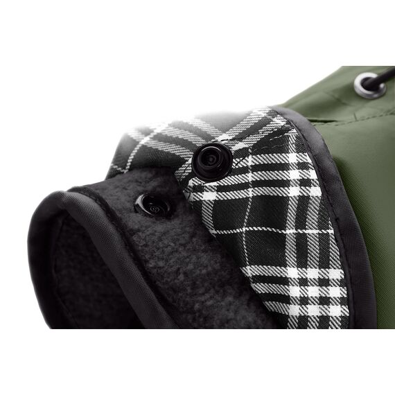 Hunter Hundemantel Uppsala, Farbe: Khaki, 2in1 Design mit herausknüpfbarem Innenfutter, wasserabweisend, reflektierende Paspeln, geschlossene Bauchseite, optimaler Sitz, Größe: 40