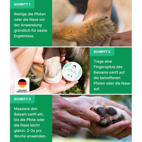 Emma Grün® Pfotenbalsam Hund 2x100ml – Pfotenschutz vor Streusalz, EIS & heißem Asphalt – Pfotenpflege bei trockenen, rissigen Pfoten & Nasen – Hundepfoten Balsam mit Jojoba, Propolis & Bienenwachs