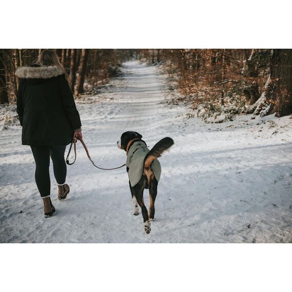 Hunter Hundemantel Uppsala, Farbe: Khaki, 2in1 Design mit herausknüpfbarem Innenfutter, wasserabweisend, reflektierende Paspeln, geschlossene Bauchseite, optimaler Sitz, Größe: 30