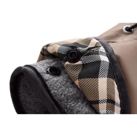 Hunter Hundemantel Uppsala, Farbe: Taupe, 2in1 Design mit herausknüpfbarem Innenfutter, wasserabweisend, reflektierende Paspeln, geschlossene Bauchseite, optimaler Sitz, Größe: 37,5
