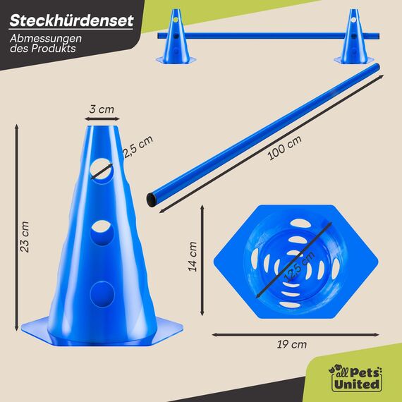 Hunde Agility Tunnel - Hundetunnel Spieltunnel; 200cm Agilitytunnel; Agility Zubehör-Set Hundehöhle inkl. Heringe, Transporttasche & Steckhürden mit Hütchen