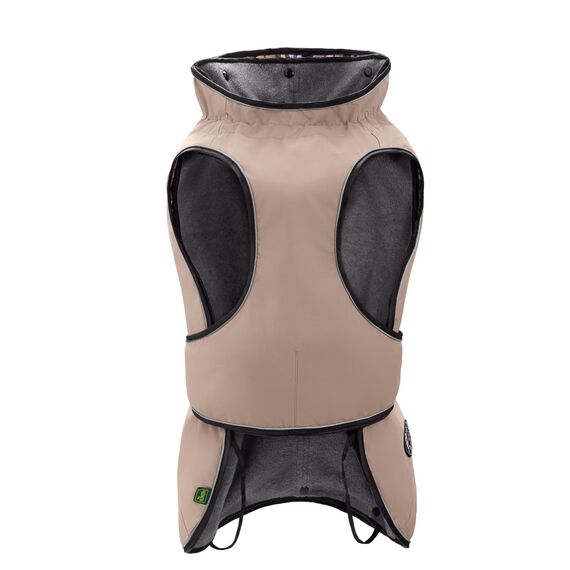 Hunter Hundemantel Uppsala, Farbe: Taupe, 2in1 Design mit herausknüpfbarem Innenfutter, wasserabweisend, reflektierende Paspeln, geschlossene Bauchseite, optimaler Sitz, Größe: 47,5