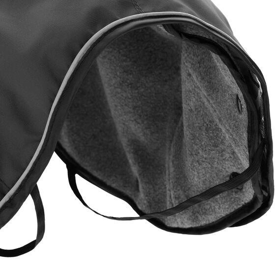 HUNTER Hundemantel UPPSALA 55, Farbe: schwarz, 2in1 Design mit herausknüpfbarem Innenfutter, wasserabweisend, reflektierende Paspeln, geschlossene Bauchseite, optimaler Sitz, Größe: 55