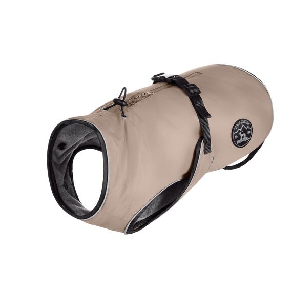 Hunter Hundemantel Uppsala, Farbe: Taupe, 2in1 Design mit herausknüpfbarem Innenfutter, wasserabweisend, reflektierende Paspeln, geschlossene Bauchseite, optimaler Sitz, Größe: 47,5