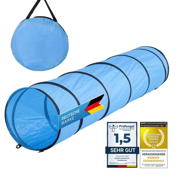 Hunde Agility Tunnel - Hundetunnel Spieltunnel Agilitytunnel Hundehöhle inkl. Heringe und Transporttasche (200 x 43 cm)