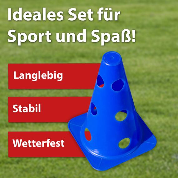 LionSports praktisches Steckhürdenset für Fußball, Hundesport, Pferdesport – Ideales Trainingszubehör, Fußballtraining, Pferd und Hunde - Profi Pylonen Set mit Hürden - Hindernisse Kegel