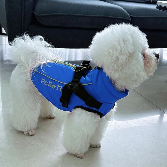 PcEoTllar Wasserdichter Hundemantel für kleine Hunde, warme reflektierende Jacke mit Geschirr für den Winter, Ski-Kostüm, Baumwolle, Hundepullover