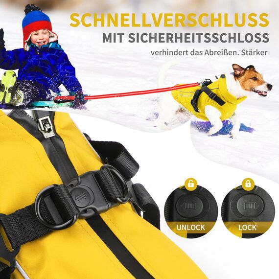 PcEoTllar Wasserdichter Hundemantel für kleine Hunde, warme reflektierende Jacke mit Geschirr für den Winter, Ski-Kostüm, Baumwolle, Hundepullover