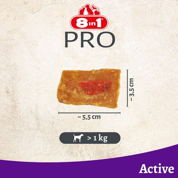 8in1 Pro Fillets Active - Hunde-Snack mit Hähnchen, funktionale Leckerlis für ausgewachsene Hunde, mit Chondroitin und Glucosamin für gesunde Knochen und Gelenke, 200g Beutel